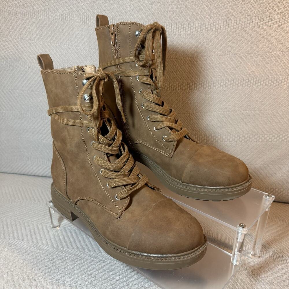 Report Boots Ankle Nina Womens 8.5 Brown Zipper Lace Up Combat Gorpcore NWOT